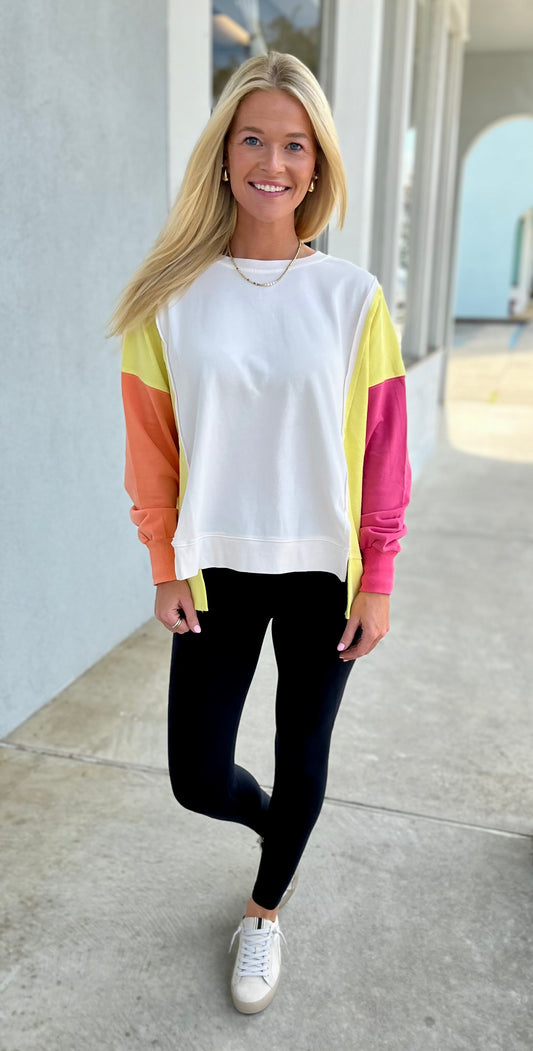 Side Slit Colorblock Sweatshirt