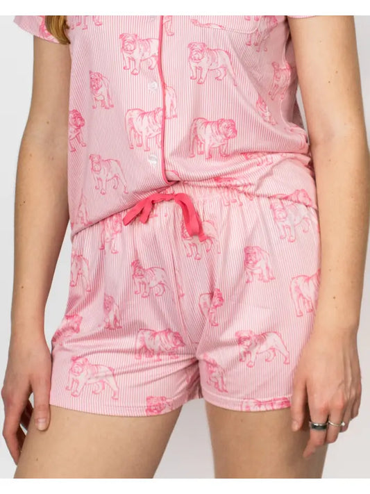 Button Up Sleep Short SET , Bulldog