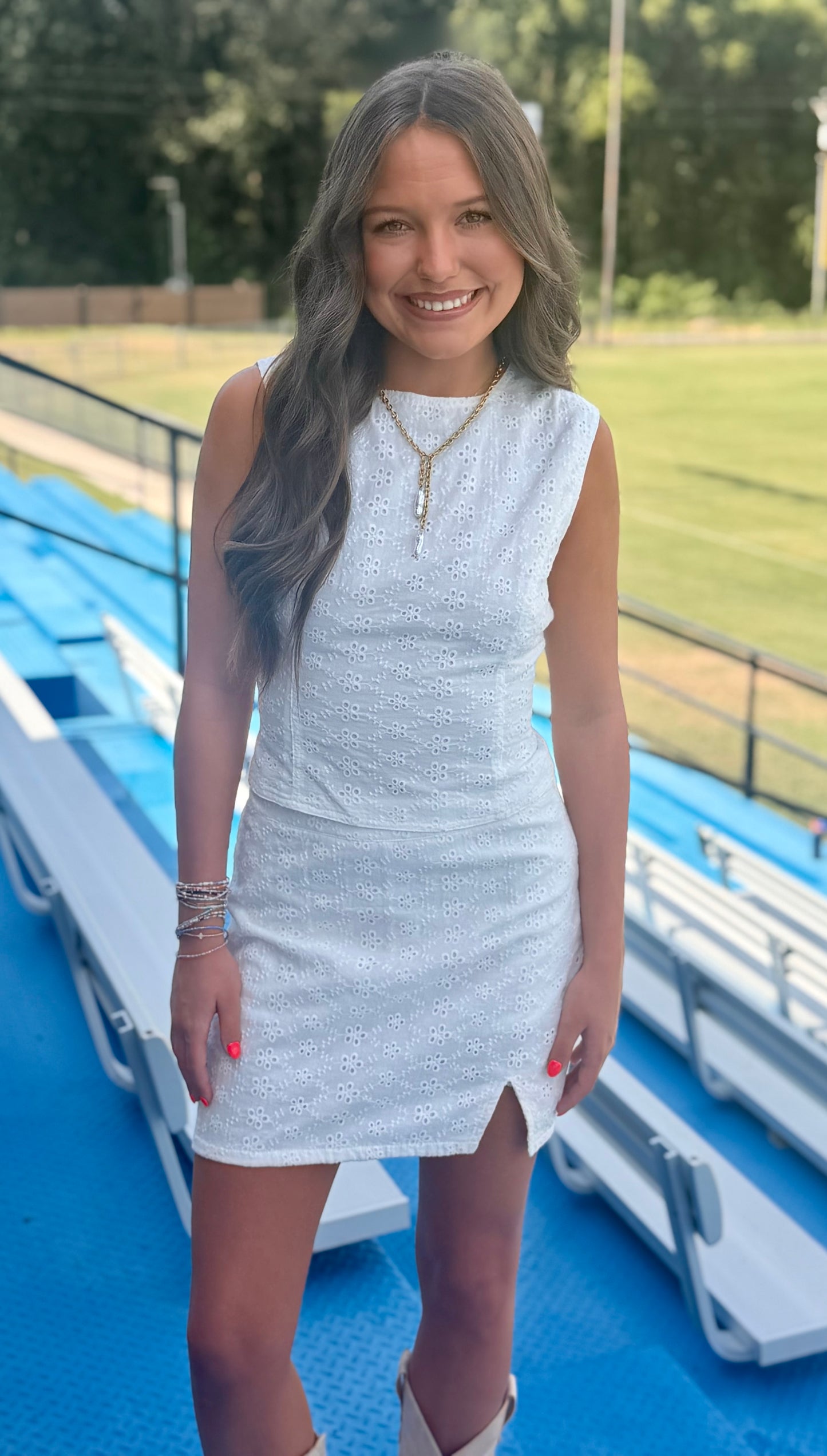 White Eyelet Top & Skort SET