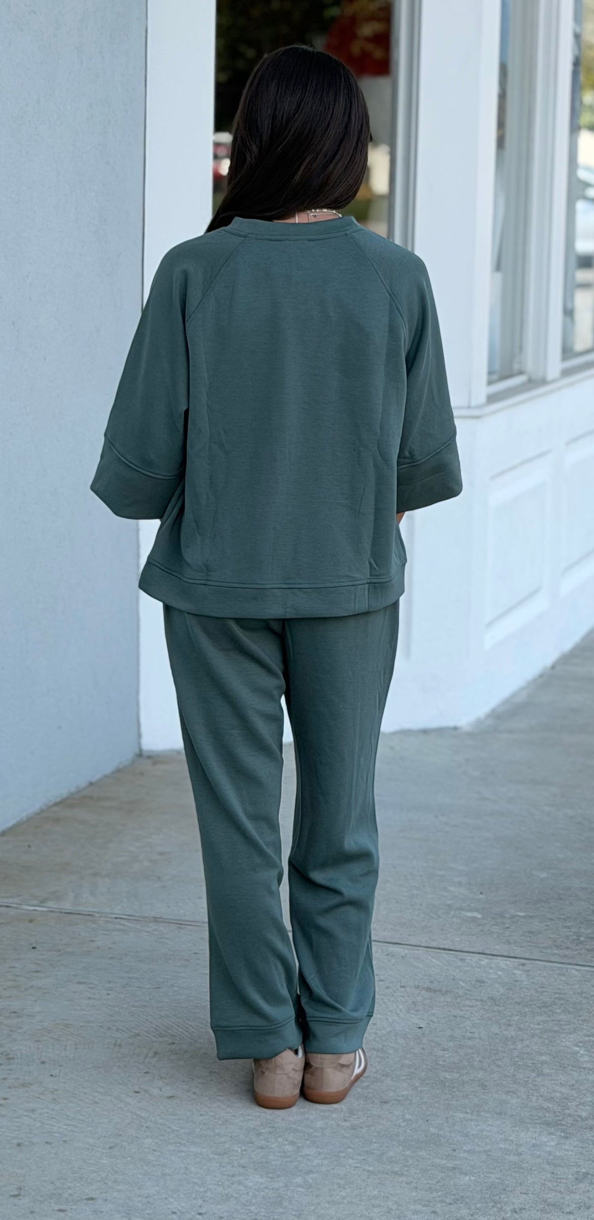 Scuba 3/4 Sleeve Pullover & Pants SET, Dk Forest