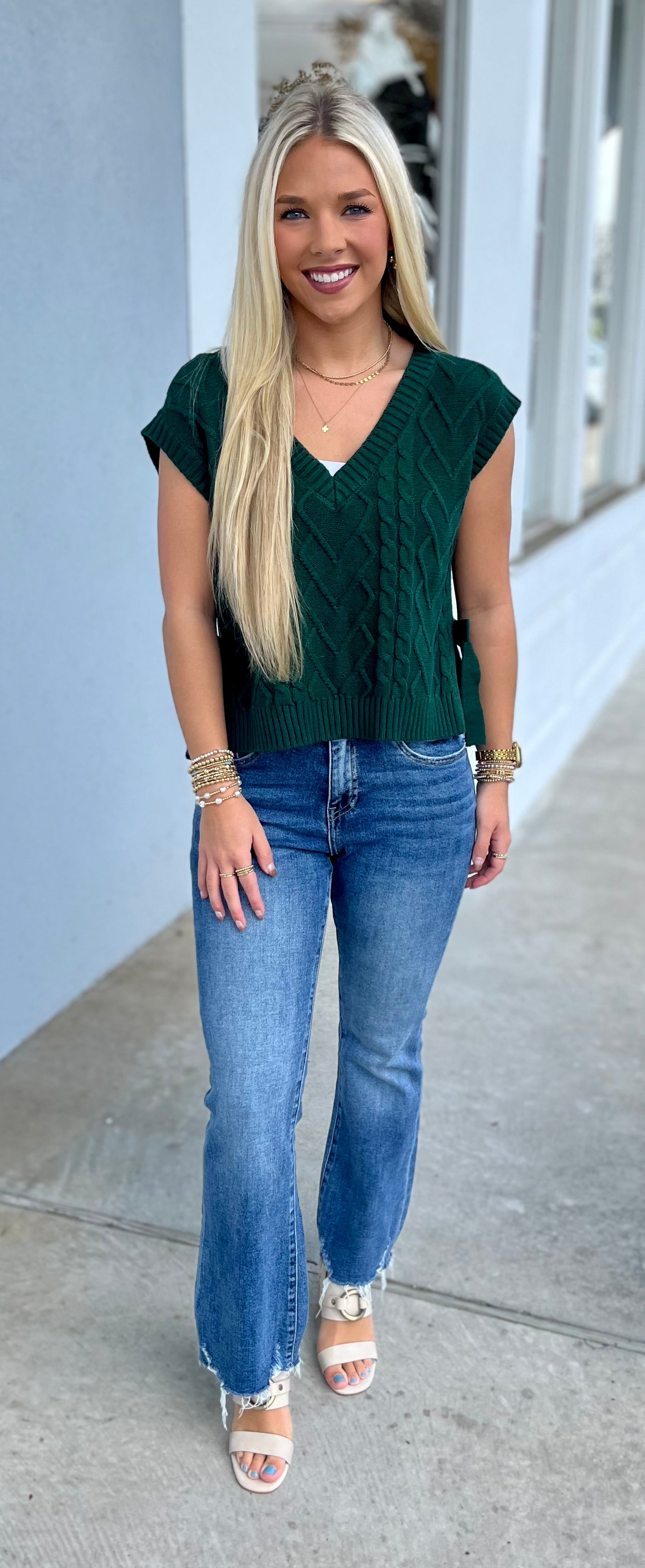 Green Side Tie Sweater Vest