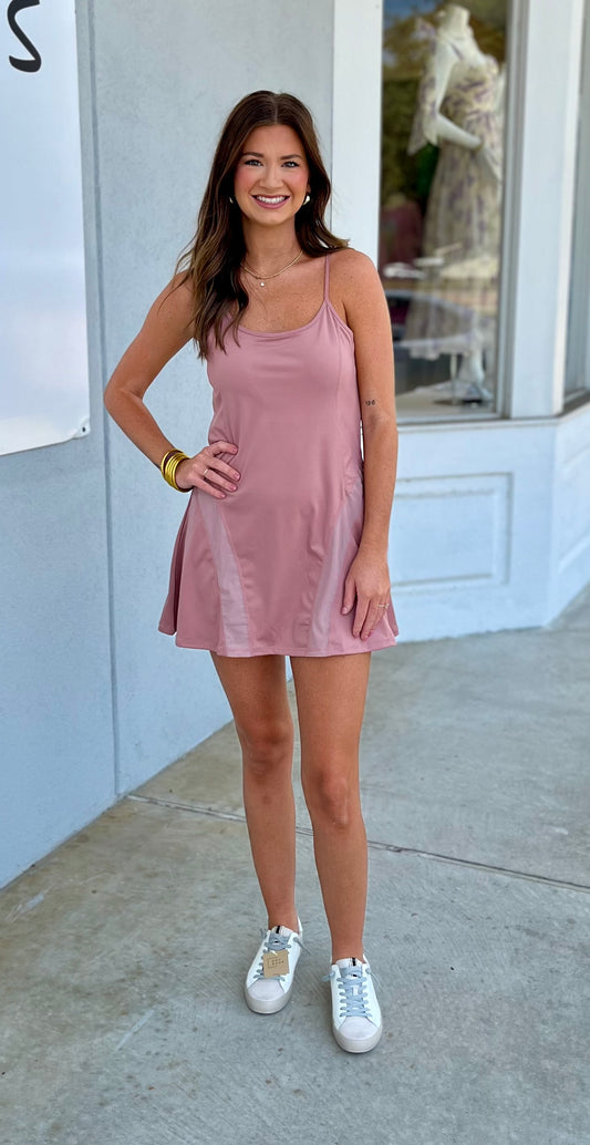 Mauve Activewear Mesh Detail Dress