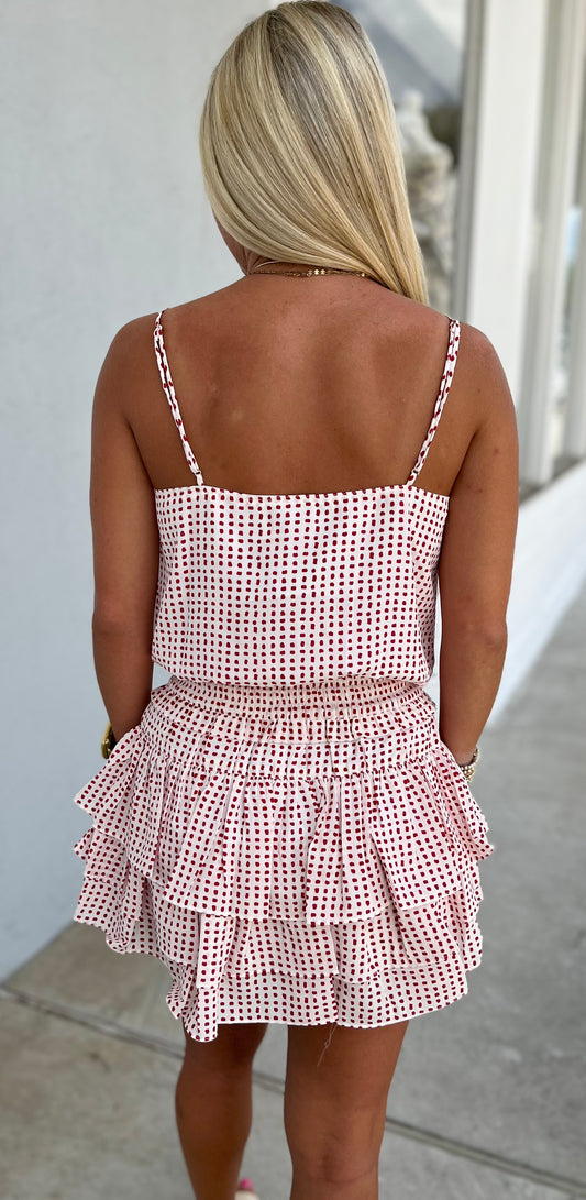 White/Red Polka Dot Ruffle Skort