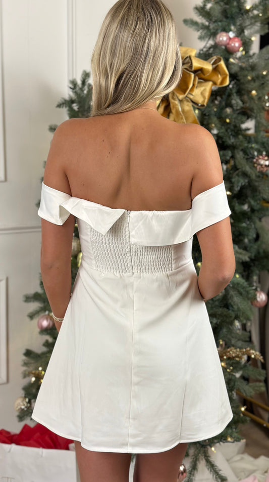 Off The Shoulder Mini Dress, Off White