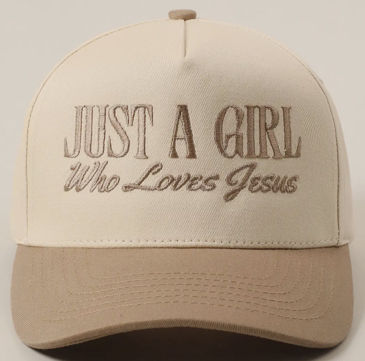 Embroidery Hat , Beige Just a Girl Who Loves Jesus