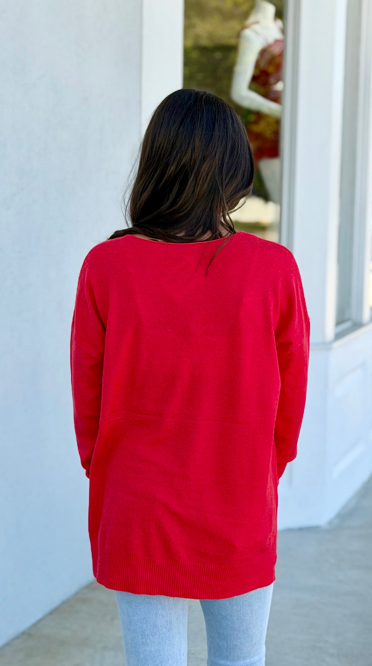 Viscose Front Seam Sweater, H Red