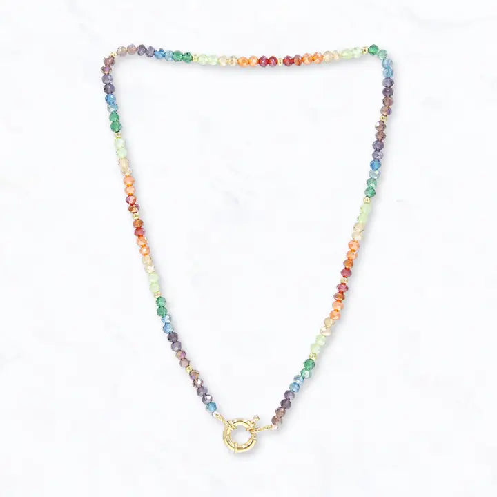 Colorful Rainbow Crystal Beaded Necklace