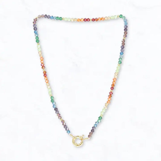 Colorful Rainbow Crystal Beaded Necklace
