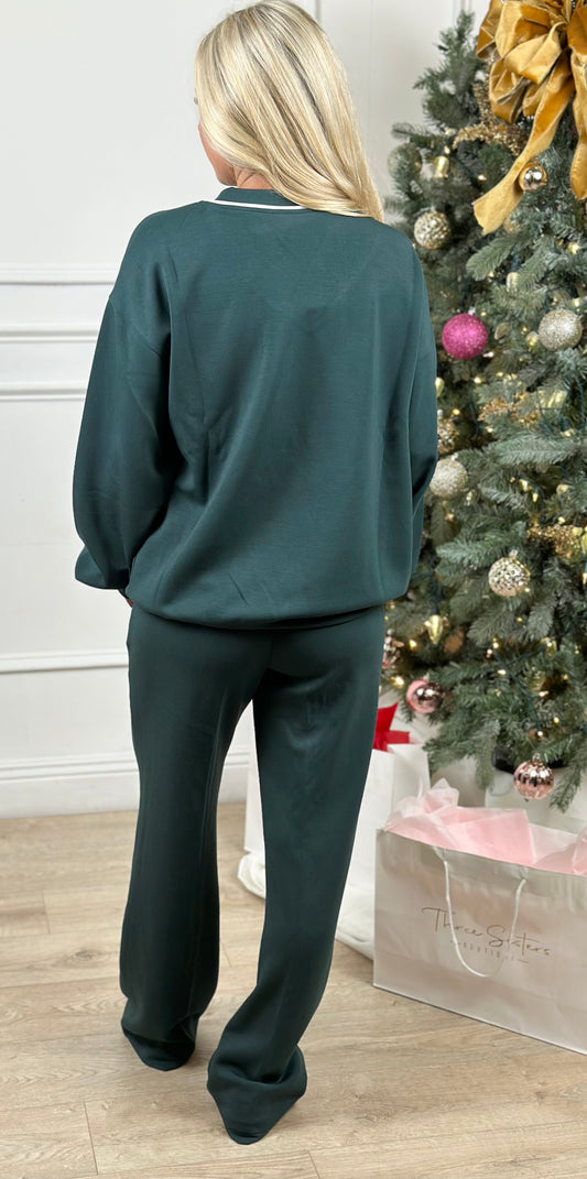 Suba Pintuck Pants, Midnight Green