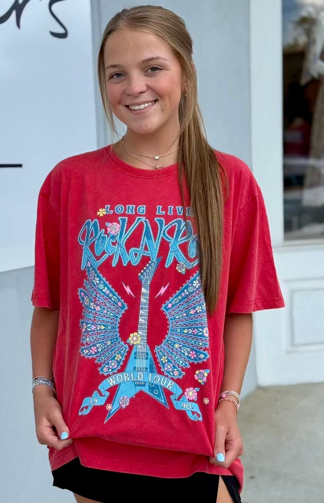 Puff Long Live Rock N Roll Graphic Tee, Red