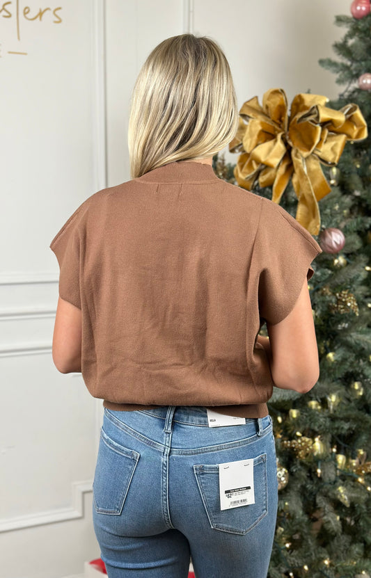 Mock Neck Short Sleeve Top , Coco