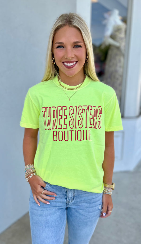 Three Sisters Neon T Shirt , Neon Lemon