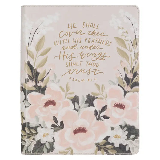 Note Taking Bible Cream Floral Printed Ps 91:4