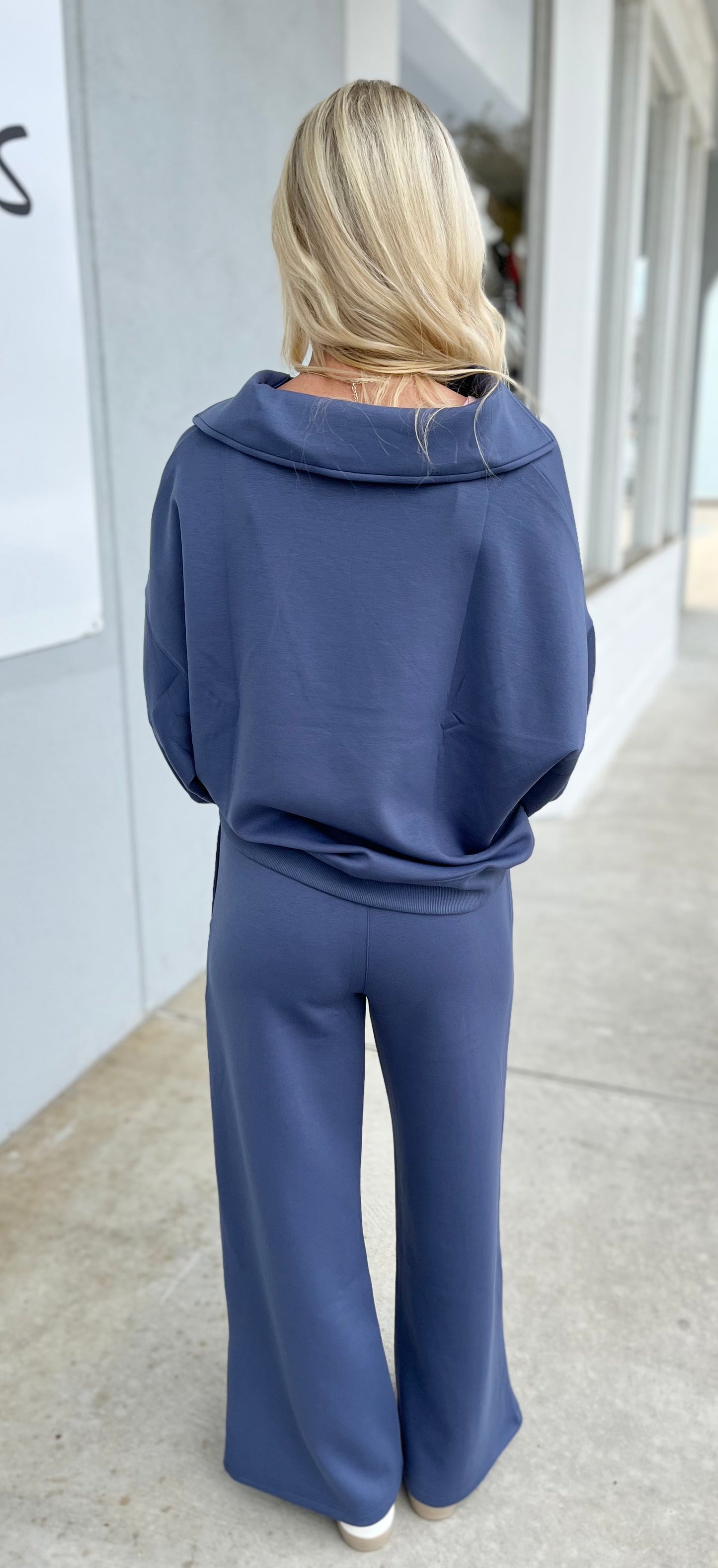 Scuba Collared Pullover & Pants SET, Blue Indigo
