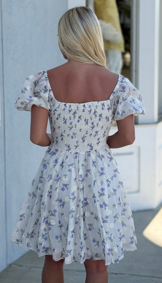 Cream/Lavender Floral Dress