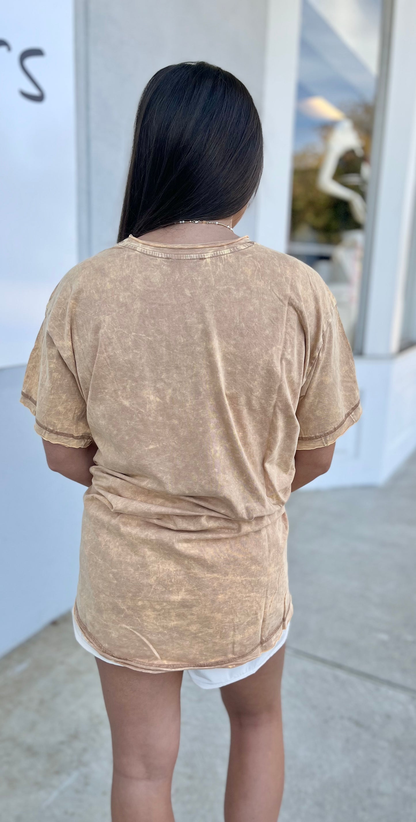 Crinkle Washed Cotton Oversized Top, Dk Brush