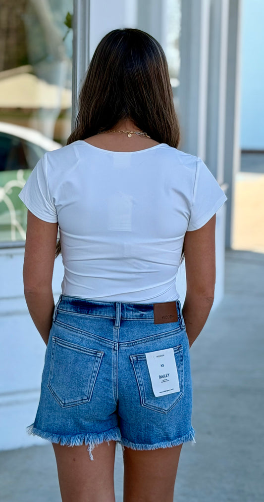 White Square Neck Bodysuit