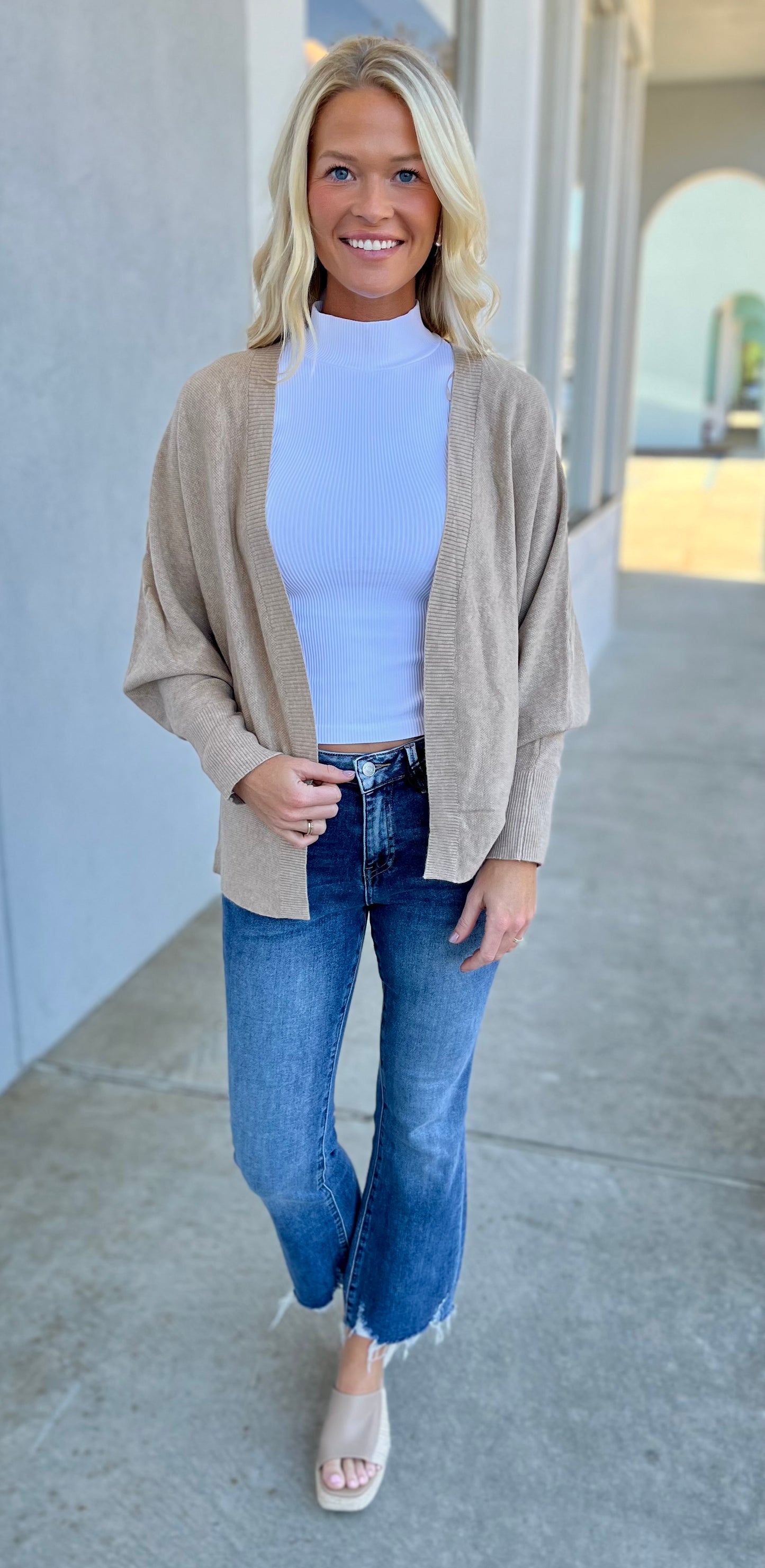 Loose Fit Soft Knit Cardigan , Heather Taupe