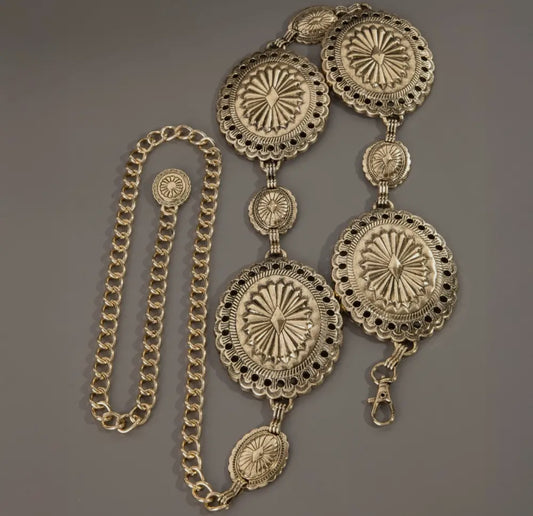 Large Oval Concho Chain Belt