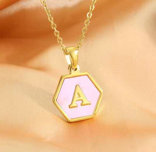 Pink Letter  Necklace