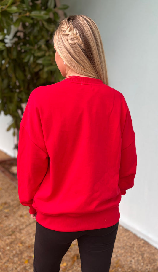 Red Love Patch Sweatshirt