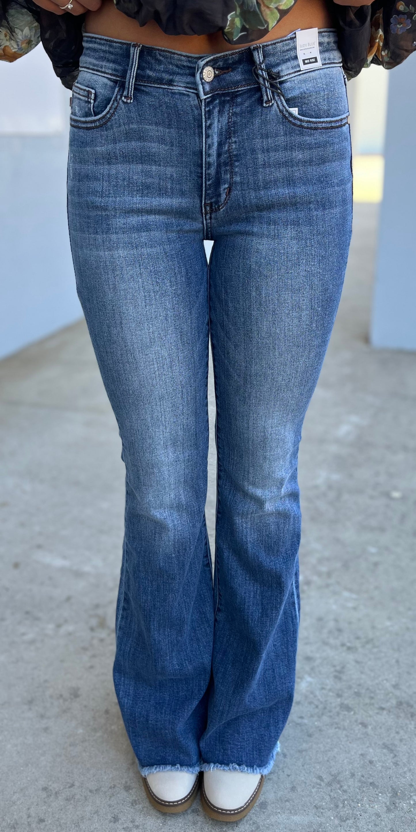 Mid Rise Vintage Wash Flare