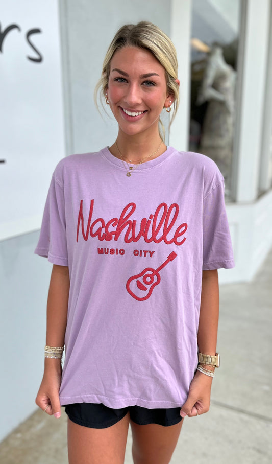 Puff Nashville Music City Graphic Tee, Lavender