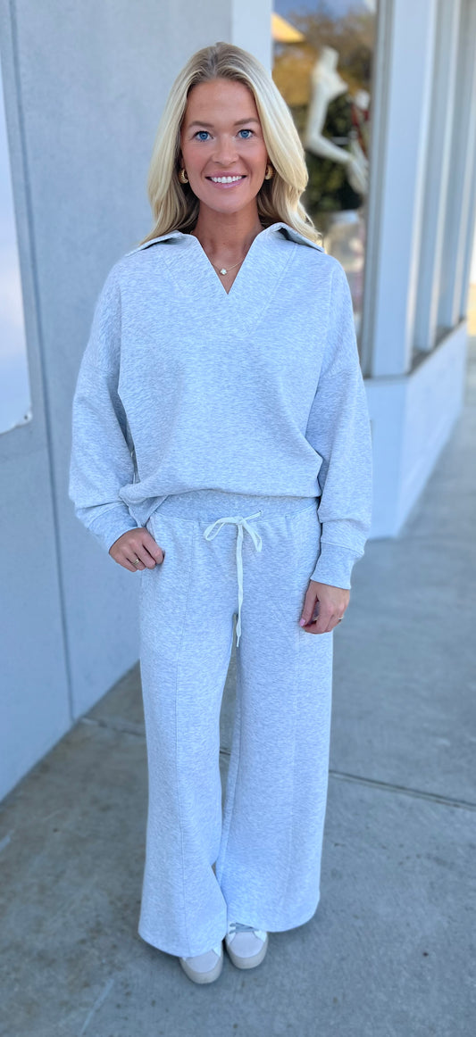 Scuba Collared Pullover & Pants SET, R H Grey