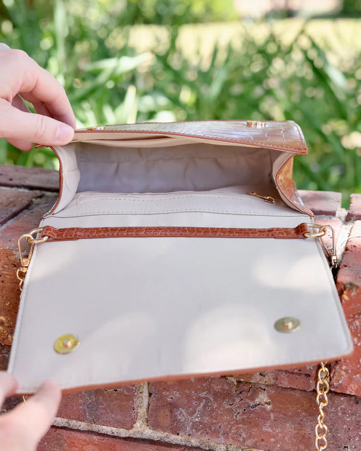 Cecilia Circle Logo Handbag, Saddle EC