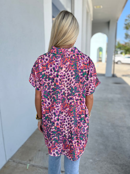 Leopard Print High Low Top