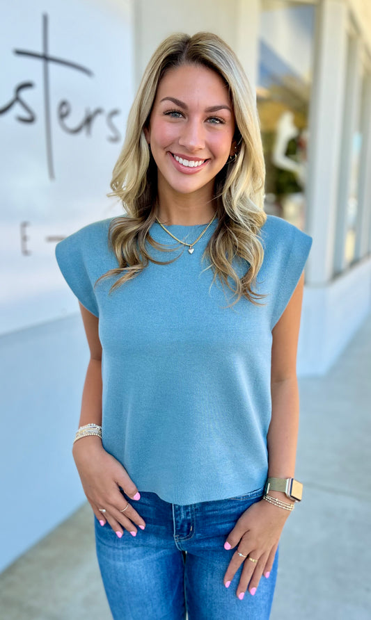 Viscose Sweater Vest, Blue Grey