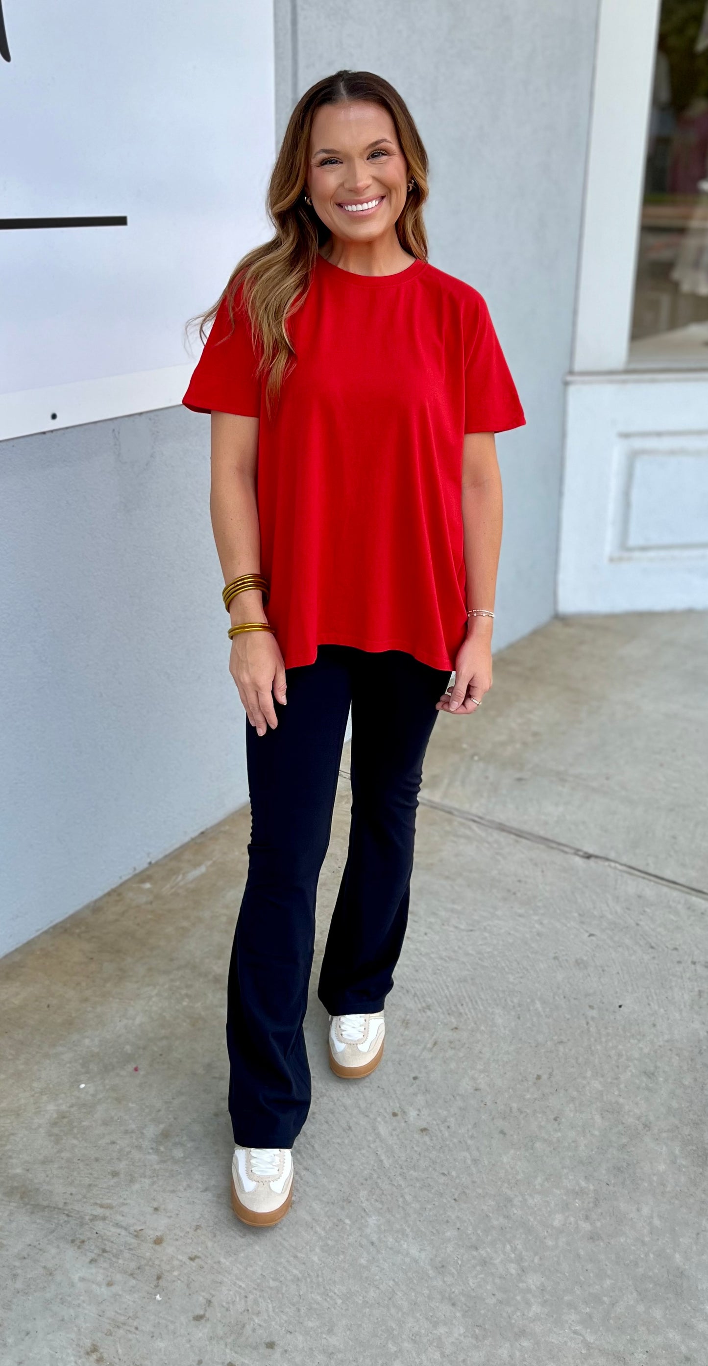 Shoreline Pima Cotton Slouchy Tee, Cherry