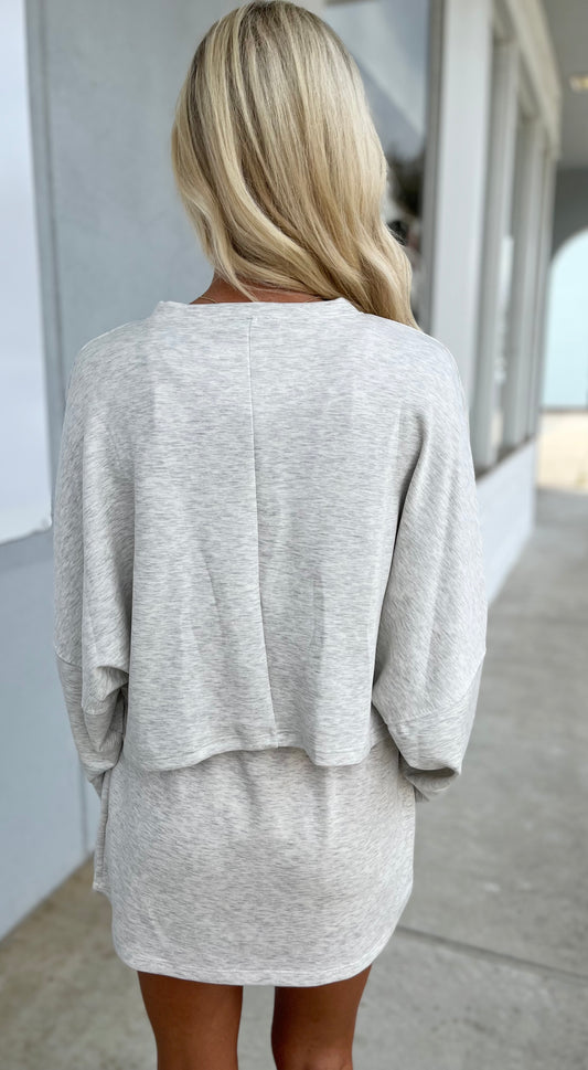 Cropped Dolman Top, Ash Grey