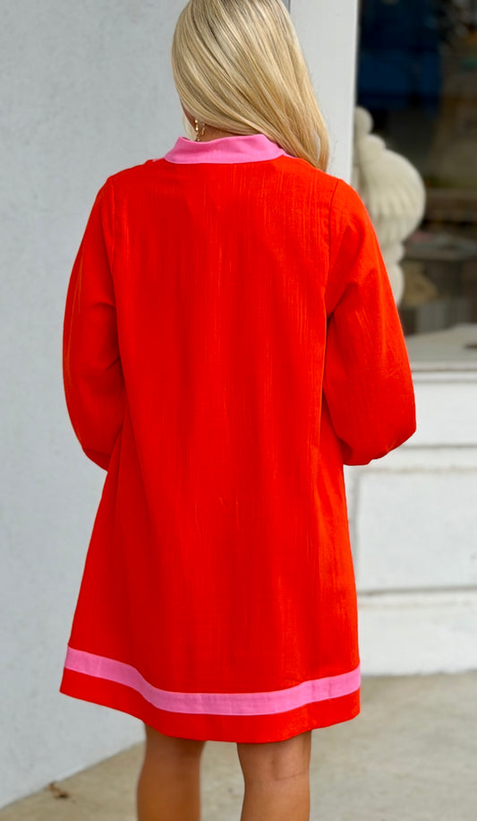 Pink/Orange Colorblock Dress