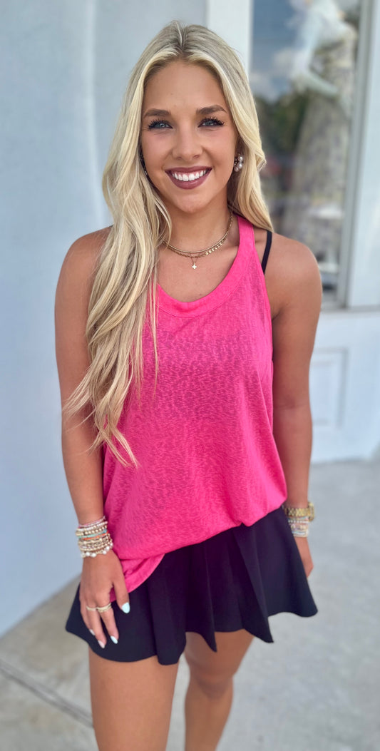 Modal Blend Tunic Tank , Hot Pink