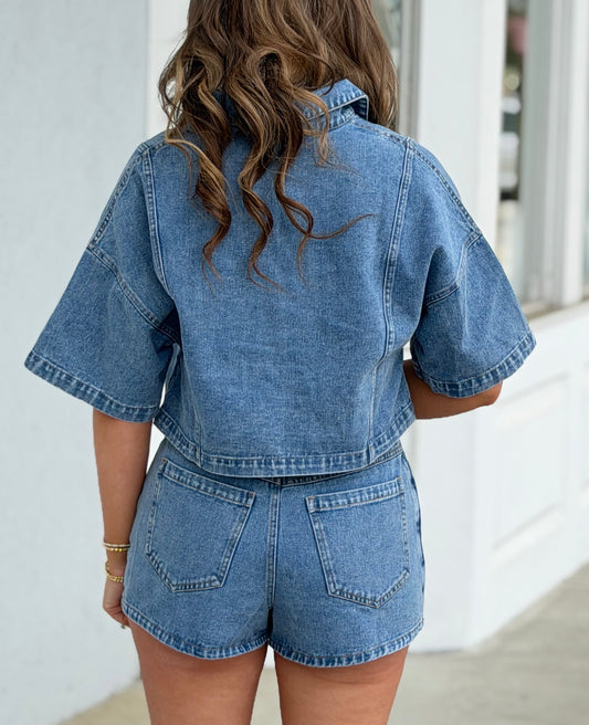 Denim Crop Shirt
