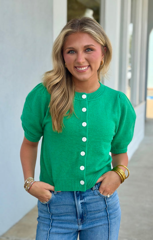 Emerald Button Down Cardigan