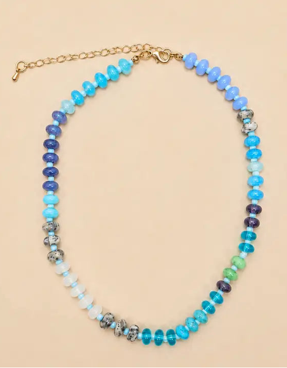 Natural Stone Semi-Precious Glass Mixed Necklace, D