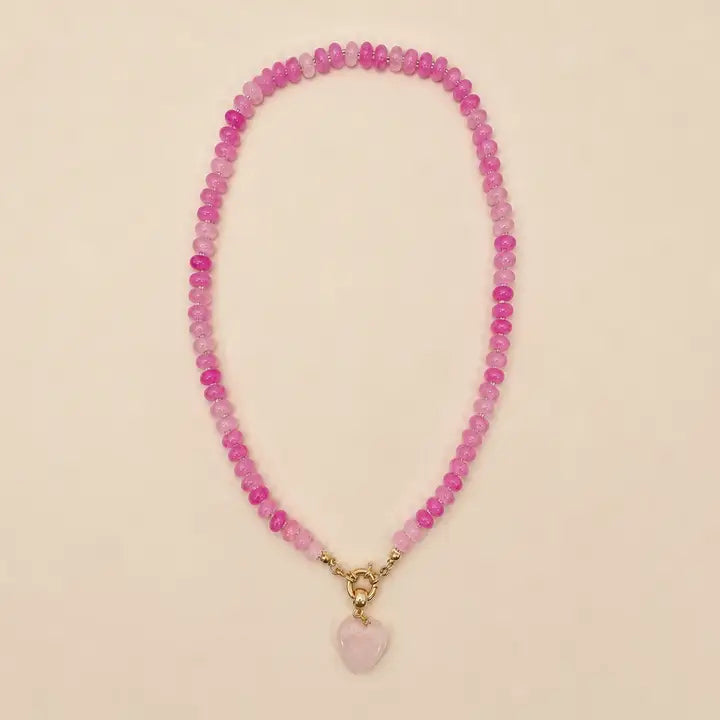 Glass Beaded Necklace, Pink