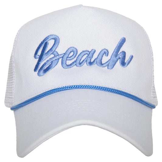 Hat, Beach White Blue