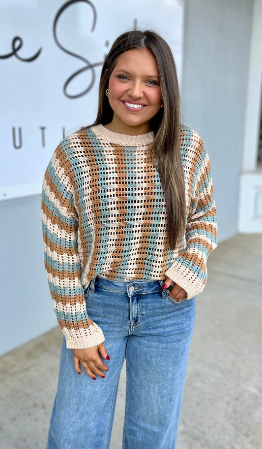 Stripe Dolman Sleeve Sweater Top