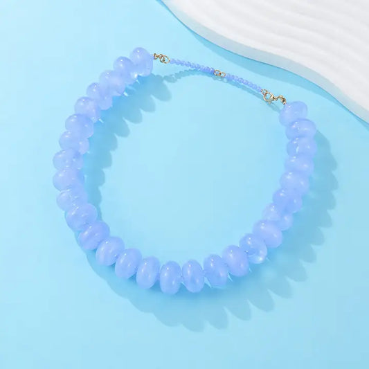 Chunky Beaded Swirl Necklace, Blue