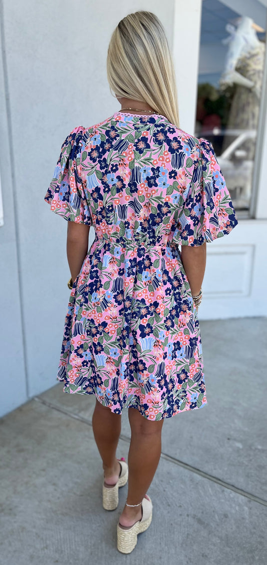 Floral Front Tie Dress