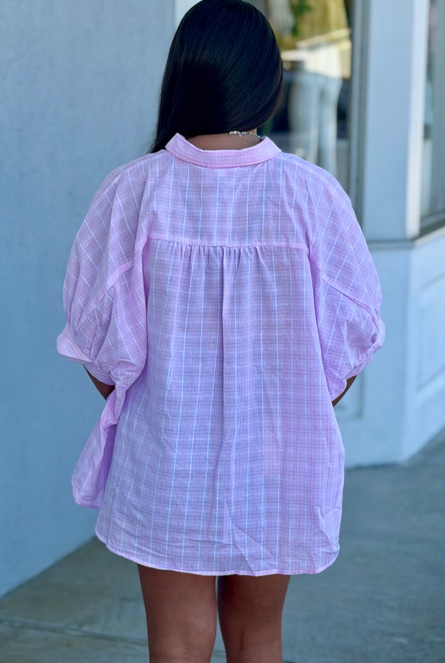 Pink Oversized Check Top