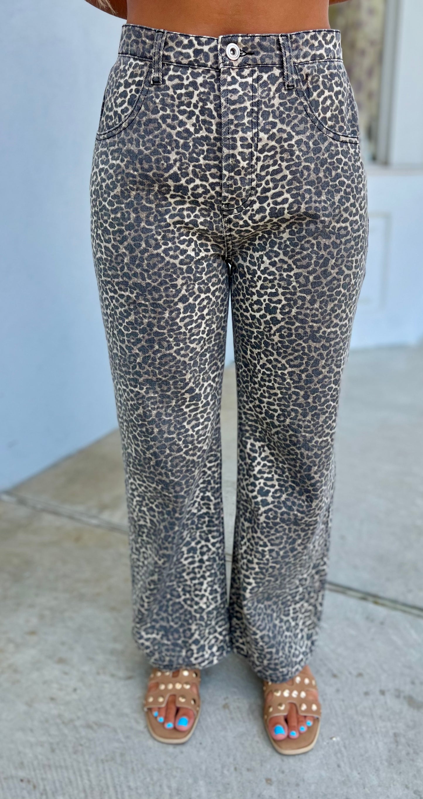 Leopard Denim Pants
