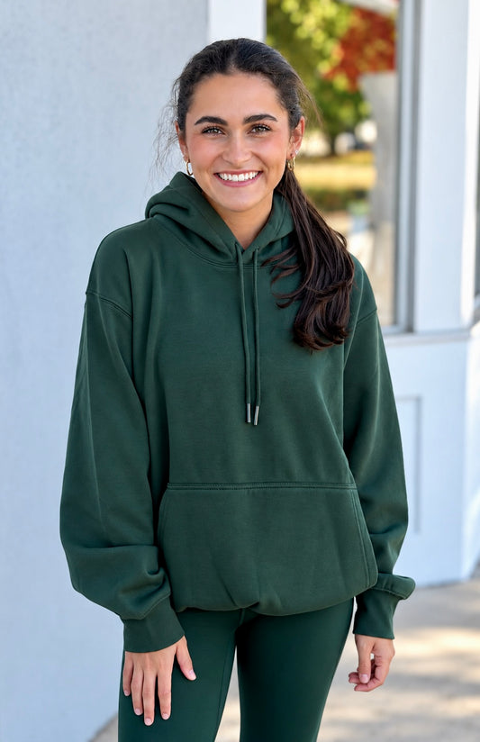Cotton Blend Drop Shoulder Hoodie, Sycamore