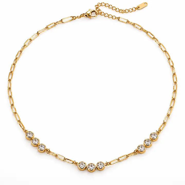 Gold Plated Bezel Chain Necklace