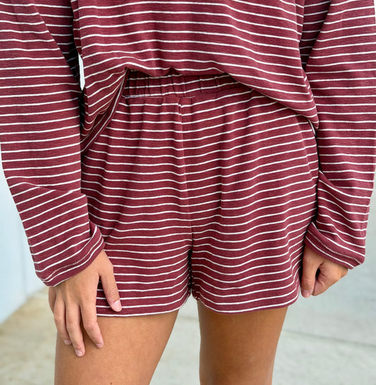 Brick Rose Striped Shorts
