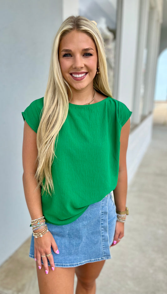 Kelly Green Crinkle High Low Top