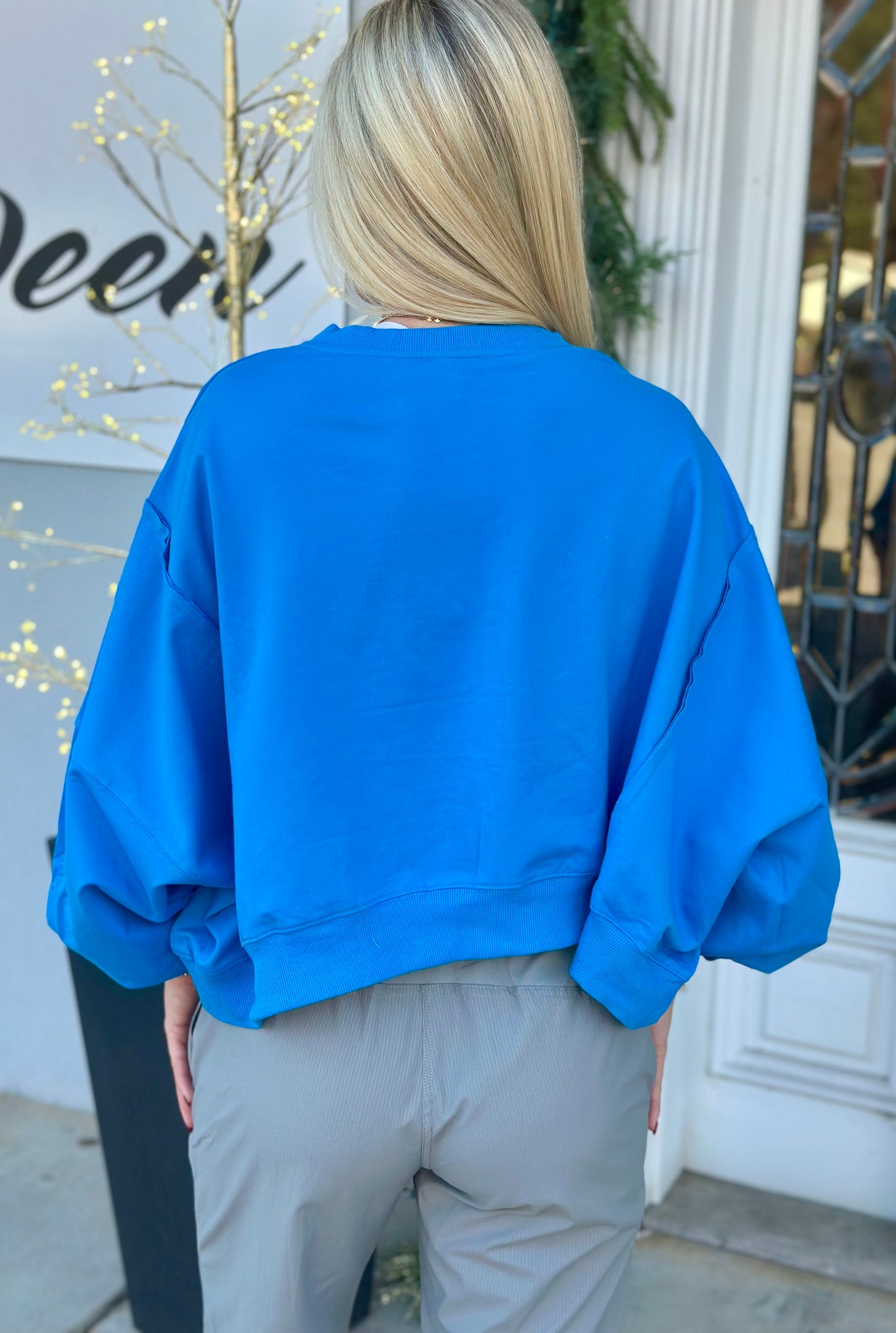Blue Cropped Pullover